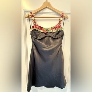EUC Jessica Simpson Floral Embroidered Satin Dress - Size S